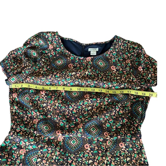 J.Crew Factory flutter sleeve navy blue floral zippered A-Lined dress size 12 - Picture 4 of 9